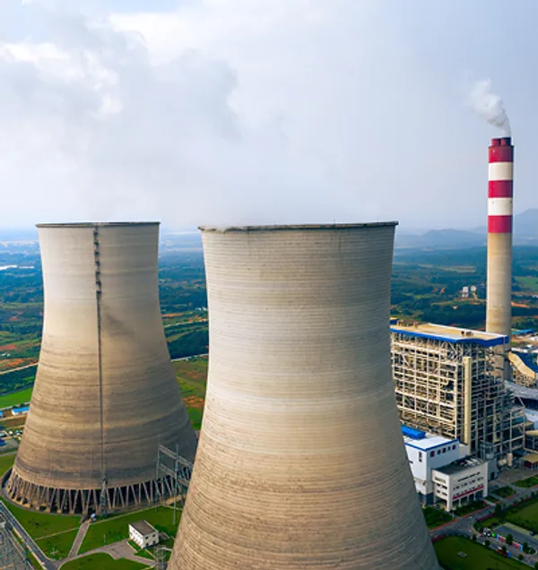 Cooling towers at a power plant